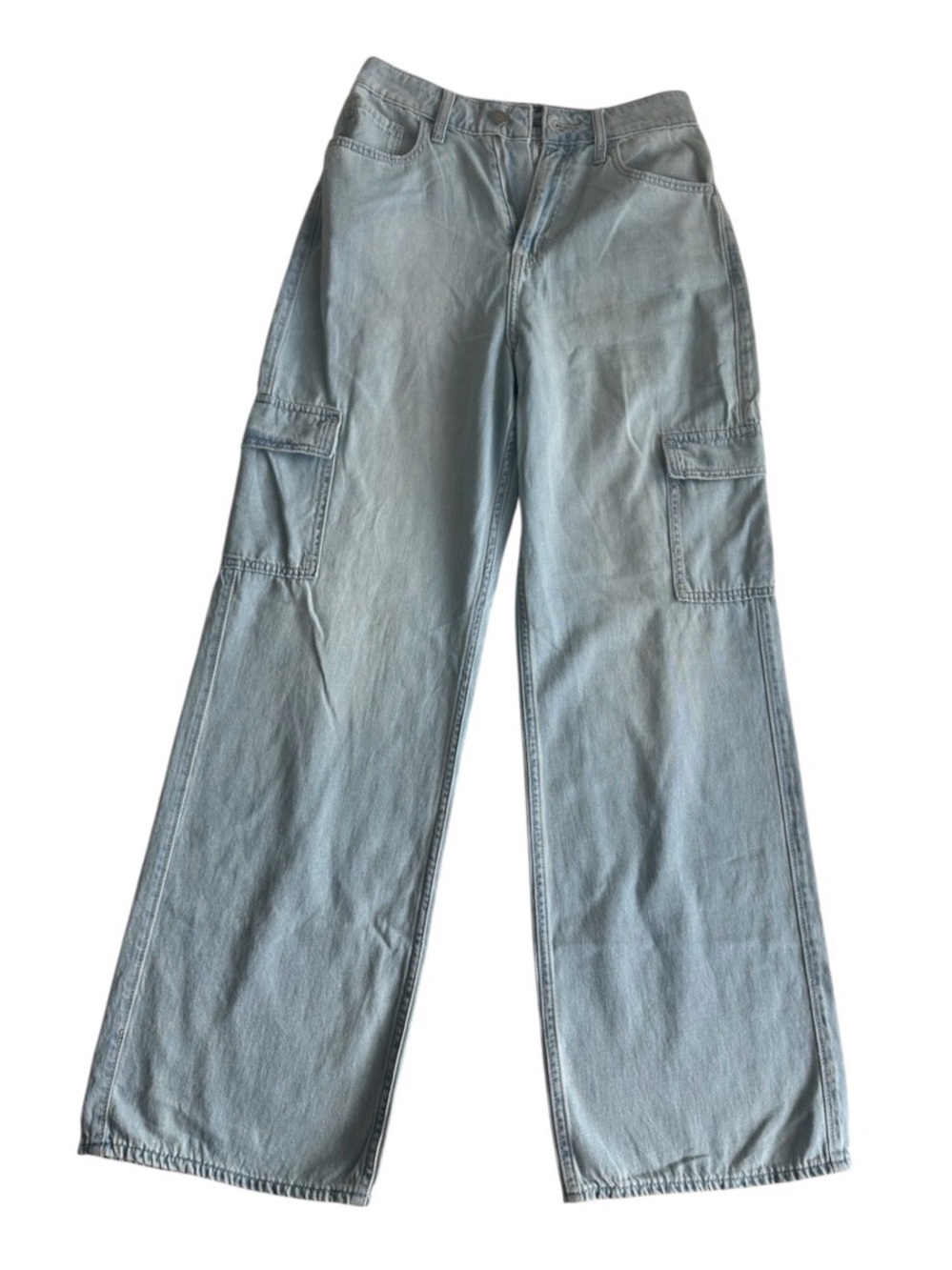 Hollister Light Blue Wide-Leg Cargo Jeans